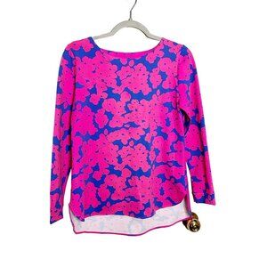 MAHI GOLD Long Sleeve Tunic To Pink Blue Floral Print Size XS
